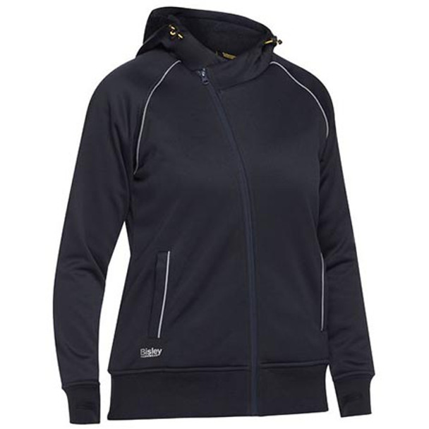 Navy - BKL6925 Womens Fleece Zip Front Hoodie with Sherpa Lining - Bisley