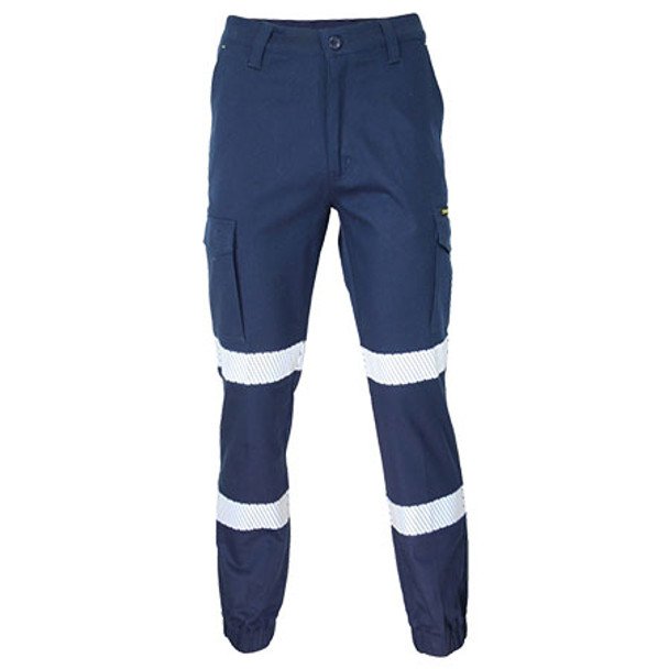 Navy - 3378 SlimFlex Bio-Motion Segment Taped Cargo Pants - Elastic Cuffs - DNC Workwear