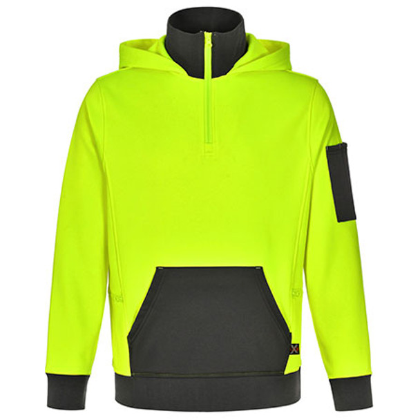 Yellow-Ash - SW78 Unisex Hi Vis ¼ Zip Premium Fleece Hoodie - Australian Industrial Wear Yellow-Ash - SW78 Unisex Hi Vis ¼ Zip Premium Fleece Hoodie - Australian Industrial Wear