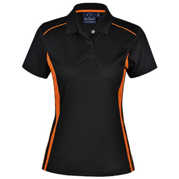 Black-Orange - PS80 Ladies Pursuit Polo - Winning Spirit Black-Orange - PS80 Ladies Pursuit Polo - Winning Spirit