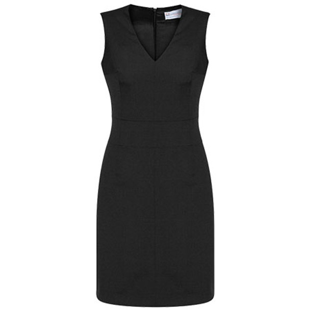 Black - 34021 Womens Sleeveless V Neck Dress - Biz Corporates