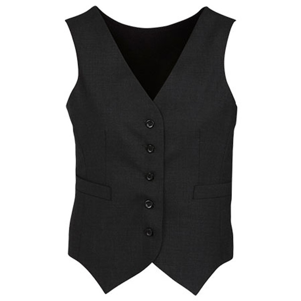 Black - 54011 Womens Peaked Vest with Knitted Back - Biz Corporates