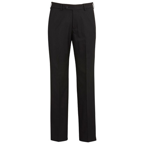Black - 70112S Mens Flat Front Pant Stout - Biz Corporates