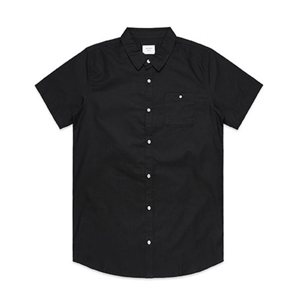 Black - 5407 Mens Oxford Short Sleeve Shirt - AS Colour