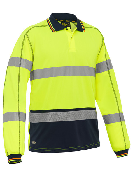 Yellow / Navy - Front - BK6219T - Taped Hi Vis Polyester Mesh Polo