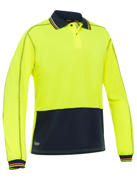 Yellow / Navy - Front - BK6219 - Hi Vis Polyester Mesh Polo