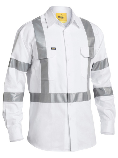 White - Front - BS6807T - Taped Night Cotton Drill Shirt