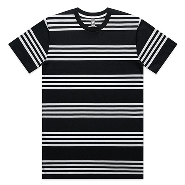 Black-White - 5046 Mens Classic Quad Stripe Tee - AS Colour