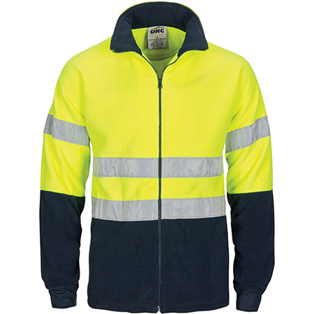 Yellow-Navy - 3830 HiVis Two Tone Full Zip Polar Fleece With Generic R-Tape - DNC Workwear