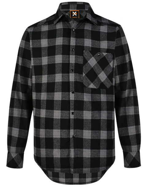 Black / Charcoal - Front - WT11 - Unisex Flannel Plaid Shirt - Winning Spirit