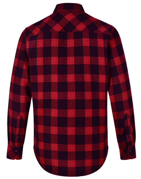 Black / Wine - Back - WT11 - Unisex Flannel Plaid Shirt - Winning Spirit