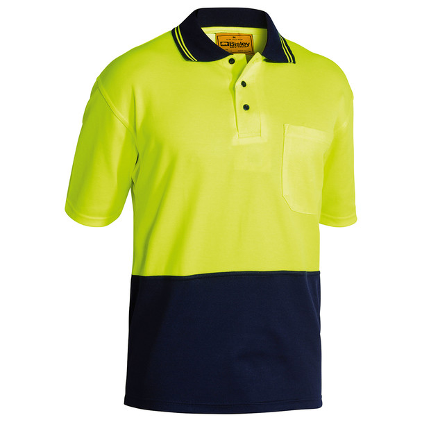 Yellow / Navy - Front - BK1234 - Hi Vis Polo Shirt - 2 Tone Short Sleeve - Bisley Workwear