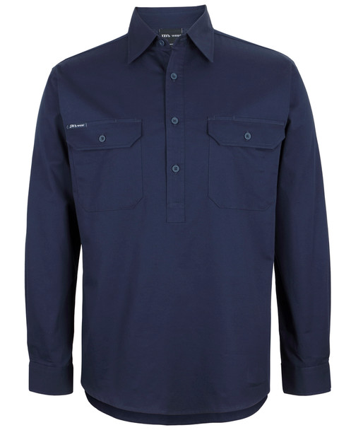 Navy - Front - 6WLCF - JB's Close Front L/S 150G Work Shirt