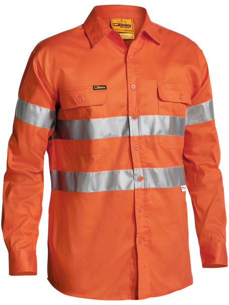 Orange - Front - BT6482 - Taped Hi Vis Drill Shirt