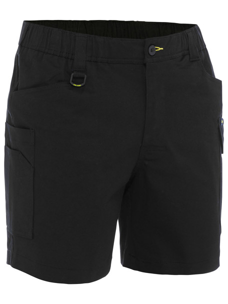 Black - Front - BSHC1018 - Stretch Cotton Elastic Waist Cargo Short