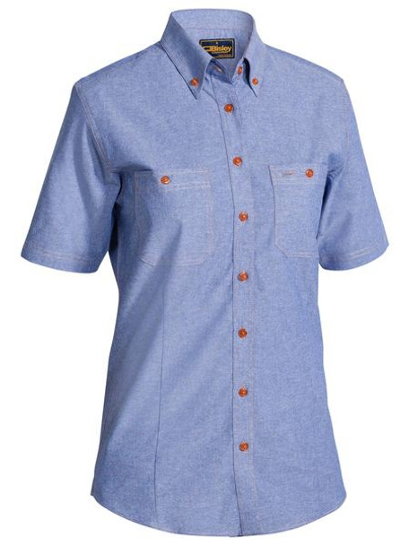 B71407L - Women's Chambray Shirt - Short Sleeve