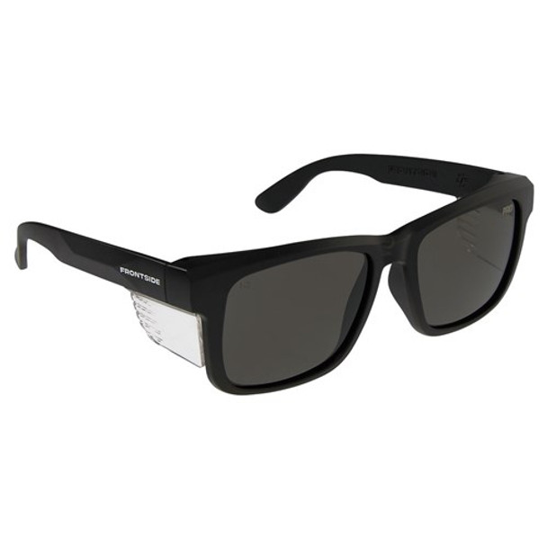 6502BK - SAFETY GLASSES FRONTSIDE SMOKE LENS WITH BLACK FRAME