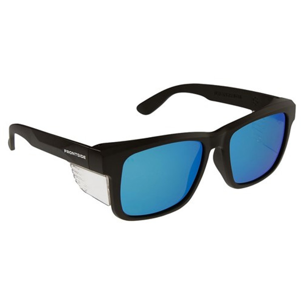 6514 - SAFETY GLASSES FRONTSIDE POLARISED BLUE REVO LENS WITH BLACK FRAME