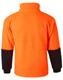 A Hi-Vis polar fleece half zip pullover in bright orange with black sleeves, featuring a logo on the front.