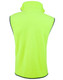 A bright yellow two-tone polar fleece vest with a high collar and contrasting trim, featuring a logo.