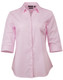 Soft Pink - Front - M8110Q - Ladies' Dobby Striped Taped 3/4 Sleeve Shirt Soft Pink - Front - M8110Q - Ladies' Dobby Striped Taped 3/4 Sleeve Shirt