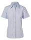 Pale Blue - Front - M8211 - Women's Fine Stripe S/S Shirt Pale Blue - Front - M8211 - Women's Fine Stripe S/S Shirt