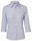Pale Blue - Front - M8213 - Women's Fine Stripe 3/4 Sleeve Shirt Pale Blue - Front - M8213 - Women's Fine Stripe 3/4 Sleeve Shirt