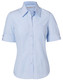 Blue Chambray / White - Front - M8224 - Women's Pin Stripe Short Sleeve Shirt Blue Chambray / White - Front - M8224 - Women's Pin Stripe Short Sleeve Shirt