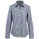 Navy-White - M8300L Ladies Gingham Check L/S Shirt w/ Roll-Up Tab Sleeve - Benchmark Navy-White - M8300L Ladies Gingham Check L/S Shirt w/ Roll-Up Tab Sleeve - Benchmark