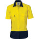 Yellow-Navy - 3931 Ladies HiVis Two Tone Cotton Drill Shirt - Short Sleeve - DNC Workwear