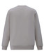 A grey crew fleece jumper with a simple design and ribbed cuffs. It features a logo on the back.