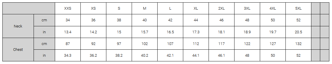 Biz Corporates Mens Shirt Sizing