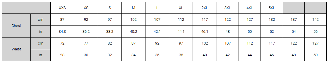 Biz Corporates Size Guide - Online Workwear