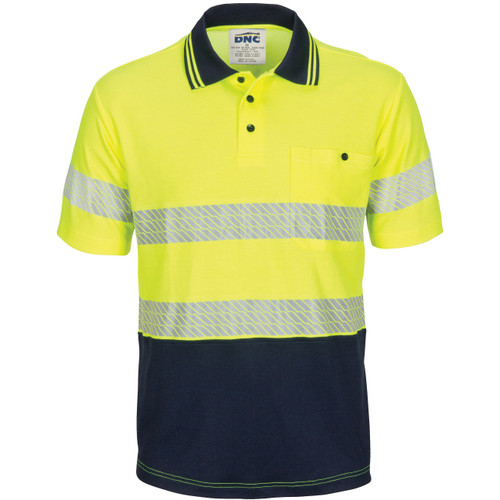 3517 - Hi Vis Segment Taped Cotton Backed Polo - Short Sleeve