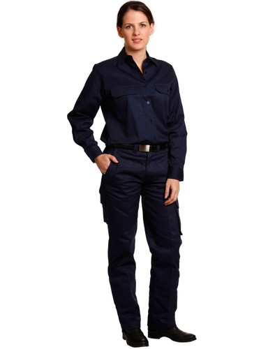 Ladies' Heavy Cotton Drill Cargo Pants With 3m Tapes WP15HV main image 1