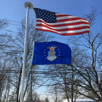 United States Air Force flying proudly. 2'x3' under a 3'x5' American Flag on the 21' Classic Flag Pole. All 100% Made in the U.S.A.