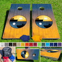 2'x4' cliff yin yang scene design Regulation Wooden Cornhole Set Made in USA