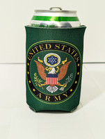 U.S. Army with crest and green retired color can cooler. made in USA