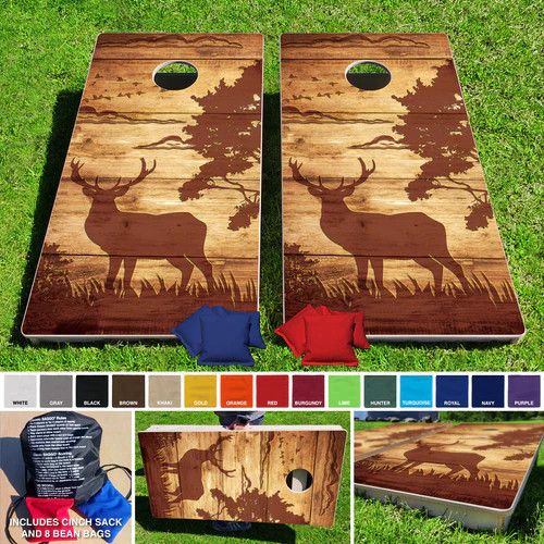 2'x4' rustic deer hunting design Regulation Wooden Cornhole Set Made in USA