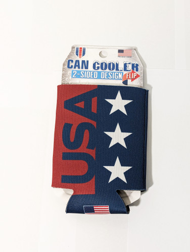 Front USA Stars and Stripes Can Koozie Can Cooler Made in USA