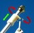 This image shows the White Never Furl installed on pole and how it rotates 360 degrees and up and down.