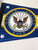 Close up image of U.S. Navy crest on Pennant Made in USA