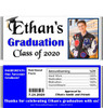 Blue Graduation Chocolate Bar Candy Wrappers with Nutritional Label