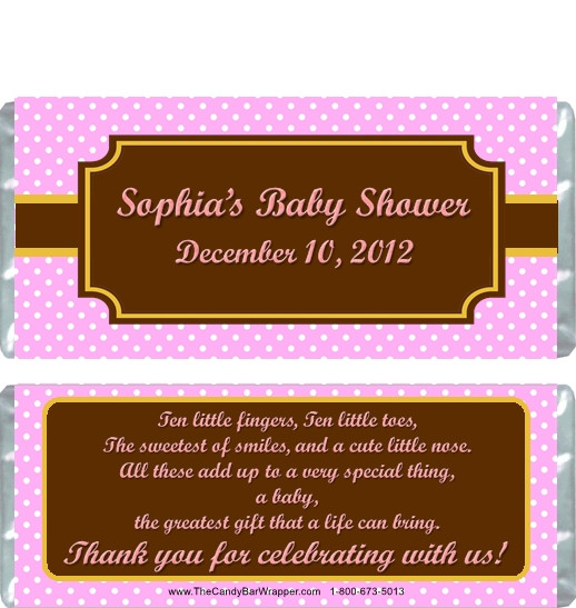 Brown and Pink Baby Shower Candy Wrappers The Candy Bar Wrapper
