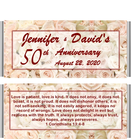 50th Anniversary Candy Wrappers - Golden Anniversary Party Favors