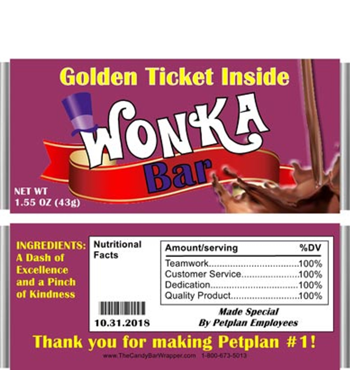 Charlie And The Chocolate Factory Wonka Bar Wrapper