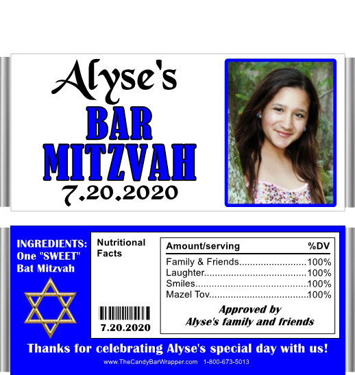 Bat Mitzvah Party Favors at The Candy Bar Wrapper
