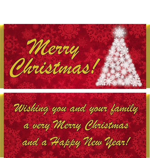 Holiday Red Candy Bar Wrappers as Christmas Party Favors