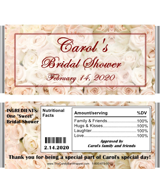 Bed of Roses Bridal Shower Candy Wrappers | The Candy Bar Wrapper