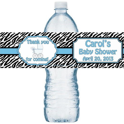 Blue Zebra Baby Shower Water Bottle Labels The Candy Bar Wrapper